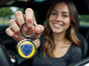 Lancia Portachiavi Metallo Acciaio Inox Aspetto Premium